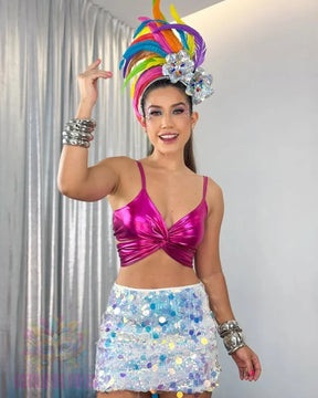 Conjunto Glamour - 4 peças (Blusas Multiforma, Saias Diamantada + Tiara + Pulseira)