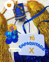 Kit EMPAQUITADA azul (tiara + plaquinha)